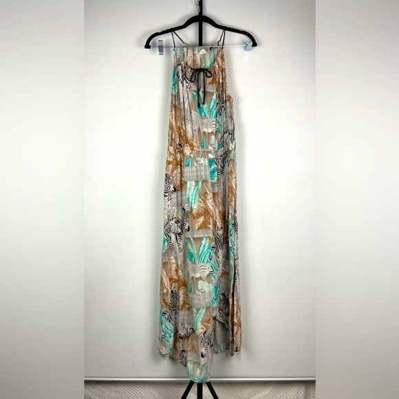 Two by Vince Camuto Tribal Beat Safari Zebra High Low Faux Wrap Midi Dress - Picture 1 of 13